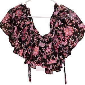 $18 Floral Off-Shoulder Crop Top Size XS